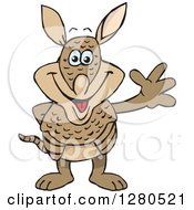 Clipart Of A Friendly Waving Armadillo Royalty Free Vector Illustration by Dennis Holmes Designs