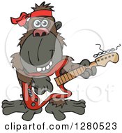 Poster, Art Print Of Happy Ape Musician Playing An Electric Guitar