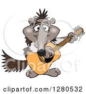 Poster, Art Print Of Happy Anteater Musician Playing A Guitar