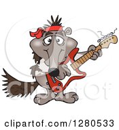 Poster, Art Print Of Happy Anteater Musician Playing An Electric Guitar