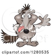 Poster, Art Print Of Goofy Waving Anteater Sticking His Tongue Out