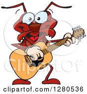 Poster, Art Print Of Happy Ant Musician Playing A Guitar