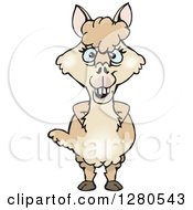 Clipart Of A Hapy Blue Eyed Alpaca With His Hands Behind His Back Royalty Free Vector Illustration