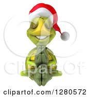 Clipart Of A 3d Christmas Tortoise Meditating With His Eyes Closed Royalty Free Illustration