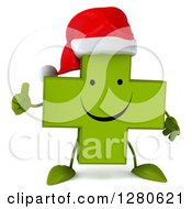 Clipart Of A 3d Happy Green Christmas Holistic Cross Character Holding A Thumb Up Royalty Free Illustration