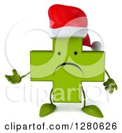 Clipart Of A 3d Unhappy Green Christmas Holistic Cross Character Presenting To The Left Royalty Free Illustration