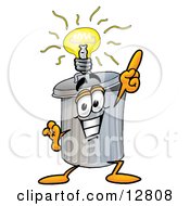 Poster, Art Print Of Garbage Can Mascot Cartoon Character With A Bright Idea