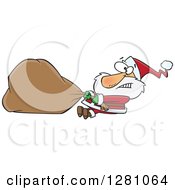 Poster, Art Print Of Struggling Santa Clause Pulling A Heavy Christmas Sack