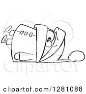 Poster, Art Print Of Black And White Cartoon Boy Fallen Over In An Overkill Of Winter Clothing