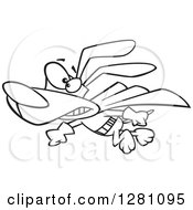 Cartoon Clipart Of A Black And White Cartoon Flying Super Hero Dog To The Rescue Royalty Free Vector Illustration