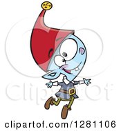 Poster, Art Print Of Cartoon Happy Young Christmas Elf Jumping