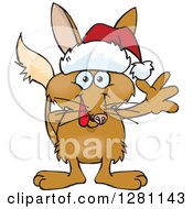 Poster, Art Print Of Friendly Waving Bilby Wearing A Christmas Santa Hat