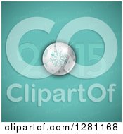 Clipart Of A Happy New Year 2015 Greeting With A Snowflake Bauble Over Turquoise With Text Royalty Free Vector Illustration