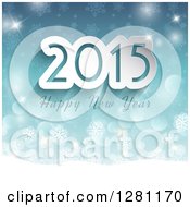 Poster, Art Print Of Happy New Year 2015 Greeting Over Blue Bokeh Stars And Snowflakes