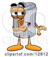Poster, Art Print Of Garbage Can Mascot Cartoon Character Whispering And Gossiping