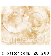 Poster, Art Print Of Gold Christmas Background Of Bokeh Flares And Pretty Snowflakes