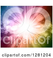 Clipart Of A Colorful Christmas Burst Background With Bokeh Lights Royalty Free Illustration