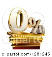 Poster, Art Print Of 3d Zero Percent Discount On A Gold Pedestal Over White