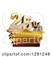 Poster, Art Print Of 3d Twenty Five Percent Discount On A Gold Pedestal Over White