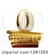 3d 0 Number Zero On A Gold Pedestal Over White