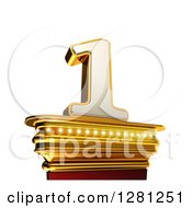 Poster, Art Print Of 3d 1 Number One On A Gold Pedestal Over White