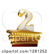 Poster, Art Print Of 3d 2 Number Two On A Gold Pedestal Over White