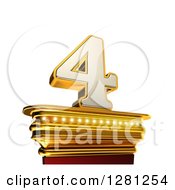 Poster, Art Print Of 3d 4 Number Four On A Gold Pedestal Over White