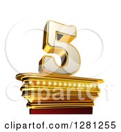 3d 5 Number Five On A Gold Pedestal Over White
