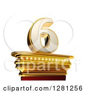 Poster, Art Print Of 3d 6 Number Six On A Gold Pedestal Over White