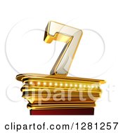 Poster, Art Print Of 3d 7 Number Seven On A Gold Pedestal Over White