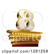 3d 8 Number Eight On A Gold Pedestal Over White