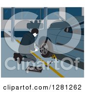 Poster, Art Print Of Male Garage Worker Changing A Car Tire