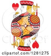 Clipart Of A Borderless Red Black And Yellow Jack Of Hearts Playing Card Royalty Free Vector Illustration