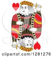 Poster, Art Print Of Borderless Red Black And Yellow King Of Hearts Playing Card