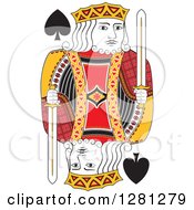 Poster, Art Print Of Borderless Red Black And Yellow King Of Spades Playing Card