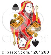 Poster, Art Print Of Borderless Red Black And Yellow Queen Of Spades Playing Card