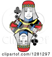 Borderless Queen Of Clubs Playing Card by Frisko