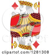 Poster, Art Print Of Borderless Red Black And Yellow King Of Diamonds Playing Card