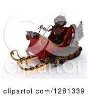 Poster, Art Print Of 3d Red Android Robot Flying Santas Sleigh