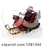 Poster, Art Print Of 3d Red Android Robot Wearing A Hat And Flying Santas Sleigh
