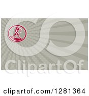 Clipart Of A Retro Woodcut Field Hockey Player Man And Taupe Rays Background Or Business Card Design Royalty Free Illustration