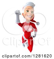 Clipart Of A 3d Young White Female Christmas Super Hero Santa Flying Royalty Free Illustration by Julos