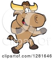 Poster, Art Print Of Happy Bull School Mascot Character Running