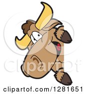 Clipart Of A Happy Bull School Mascot Character Smiling Around A Sign Royalty Free Vector Illustration