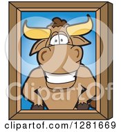Poster, Art Print Of Happy Bull School Mascot Character Portrait