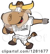 Poster, Art Print Of Happy Bull School Mascot Character Athlete Playing Football