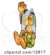 Poster, Art Print Of Wireless Cellular Telephone Mascot Cartoon Character Plugging His Nose While Jumping Into Water