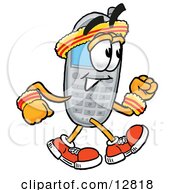 Poster, Art Print Of Wireless Cellular Telephone Mascot Cartoon Character Speed Walking Or Jogging