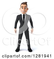 Clipart Of A 3d Young Brunette White Businessman Royalty Free Vector Illustration by Julos