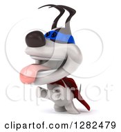Clipart Of A 3d Jack Russell Terrier Dog Super Hero Panting And Standing On His Hind Legs Facing Left Royalty Free Vector Illustration